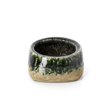 Planter – Stoneware Material, Concrete Look Finish, Low Design – Moss | Bazar Bizar Antwerp