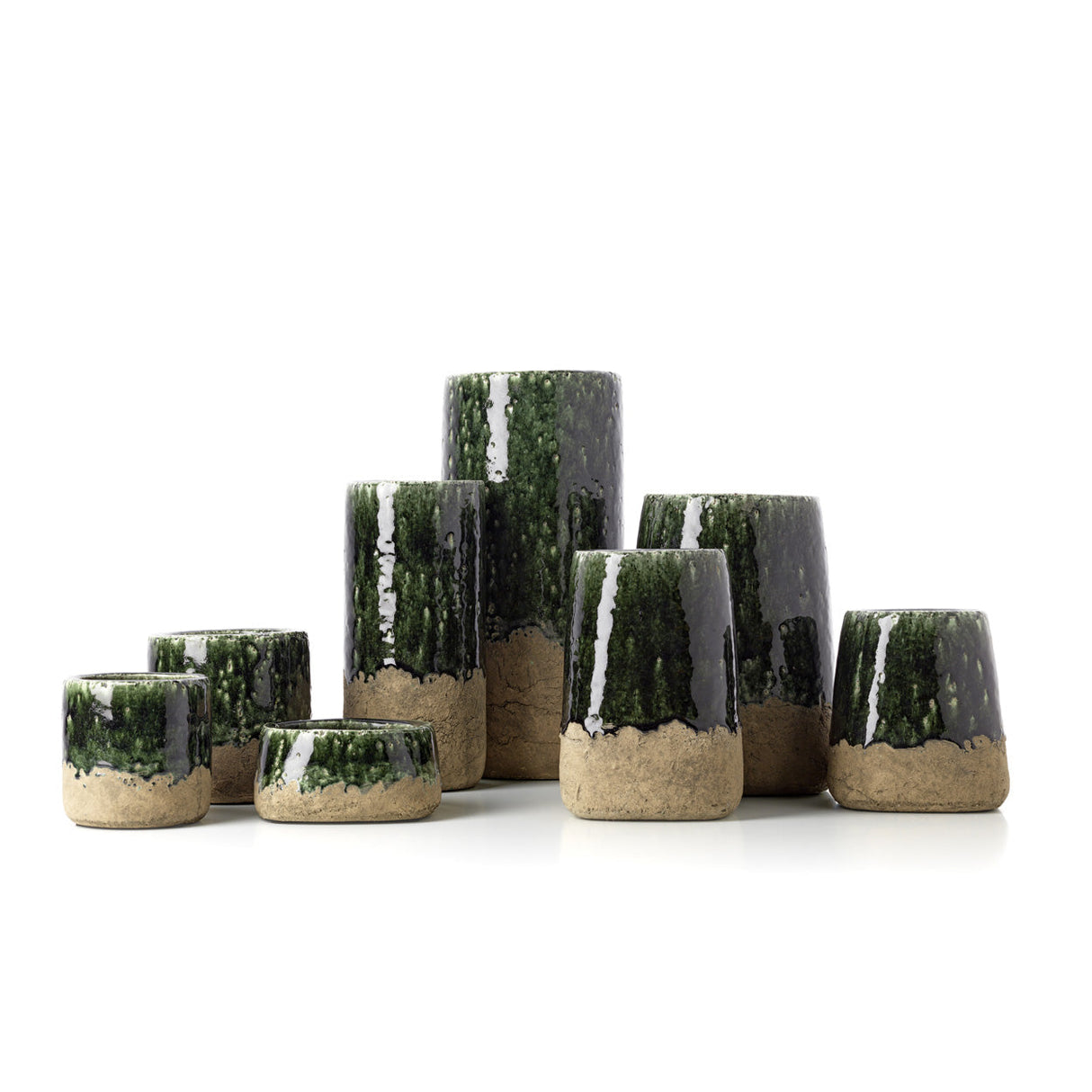 Topf – Steingut Material, Schalenform, Betongrüne Farbe, Niedrig  – Moss | Bazar Bizar Antwerp