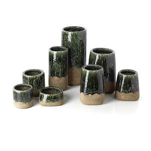 Topf – Steingut Material, Schalenform, Betongrüne Farbe, Niedrig  – Moss | Bazar Bizar Antwerp