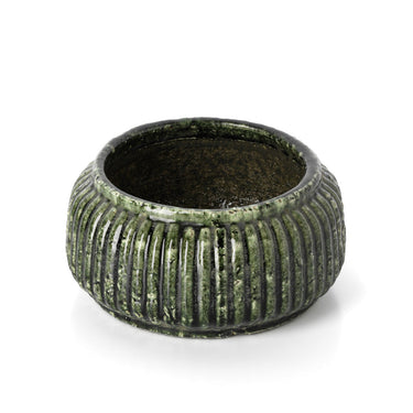 Planter – Stoneware Material, Ribbed Surface, Low Design | Bazar Bizar Antwerp