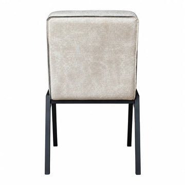 Esszimmerstuhl – Kunstleder Beige, Schwarzes Metallgestell, Kontrastnaht – Tivoli | Starfurn
