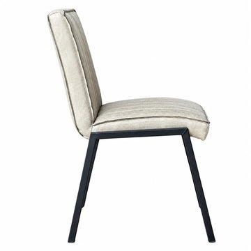 Esszimmerstuhl – Kunstleder Beige, Schwarzes Metallgestell, Kontrastnaht – Tivoli | Starfurn