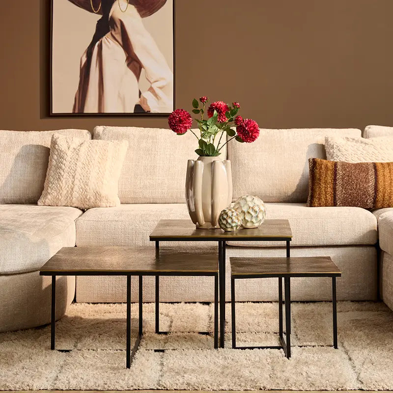 Coffee Table – Aluminum, Metal Frame, Set of 3 – Joelle | Starfurn