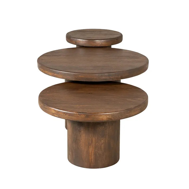 Couchtisch - Mangoholz Braun, Runde Form, Vielseitiges Design, 70 cm – Maya | Starfurn
