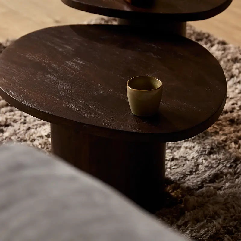 Coffee table – Mango wood, Brown color, Round shape – Mirre | Starfurn
