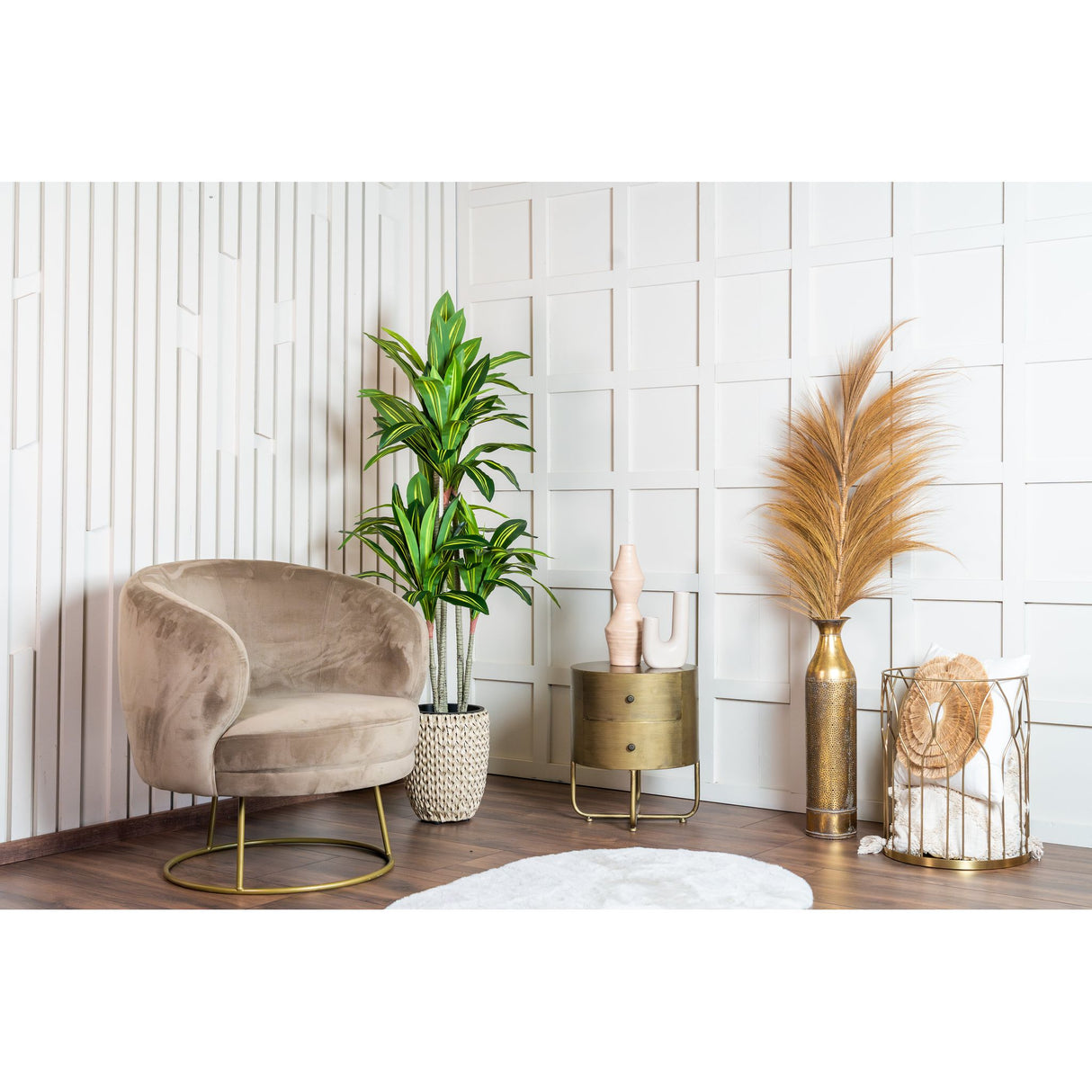 Kunstpflanze – Kunststoffmaterial, Tropisches Design, Mehrstämmige Form - Dracaena Fragrans | NeverLeafs
