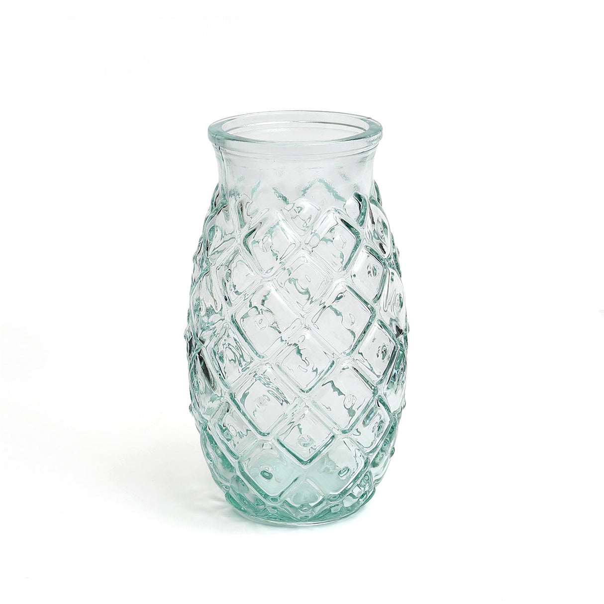 Trinkglas – Recyceltes Glas Material, Strukturierte Oberfläche, Blaue Farbe, L – Pineapple | Bazar Bizar Antwerp