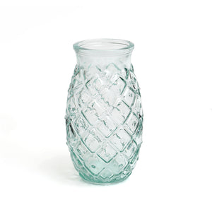 Trinkglas – Recyceltes Glas Material, Strukturierte Oberfläche, Blaue Farbe, L – Pineapple | Bazar Bizar Antwerp