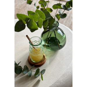 Trinkglas – Recyceltes Glas Material, Strukturierte Oberfläche, Blaue Farbe, L – Pineapple | Bazar Bizar Antwerp