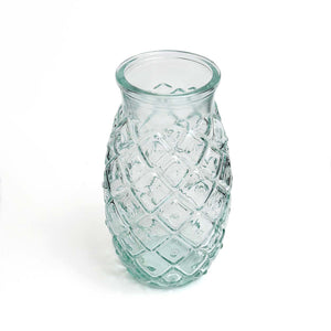 Trinkglas – Recyceltes Glas Material, Strukturierte Oberfläche, Blaue Farbe, L – Pineapple | Bazar Bizar Antwerp