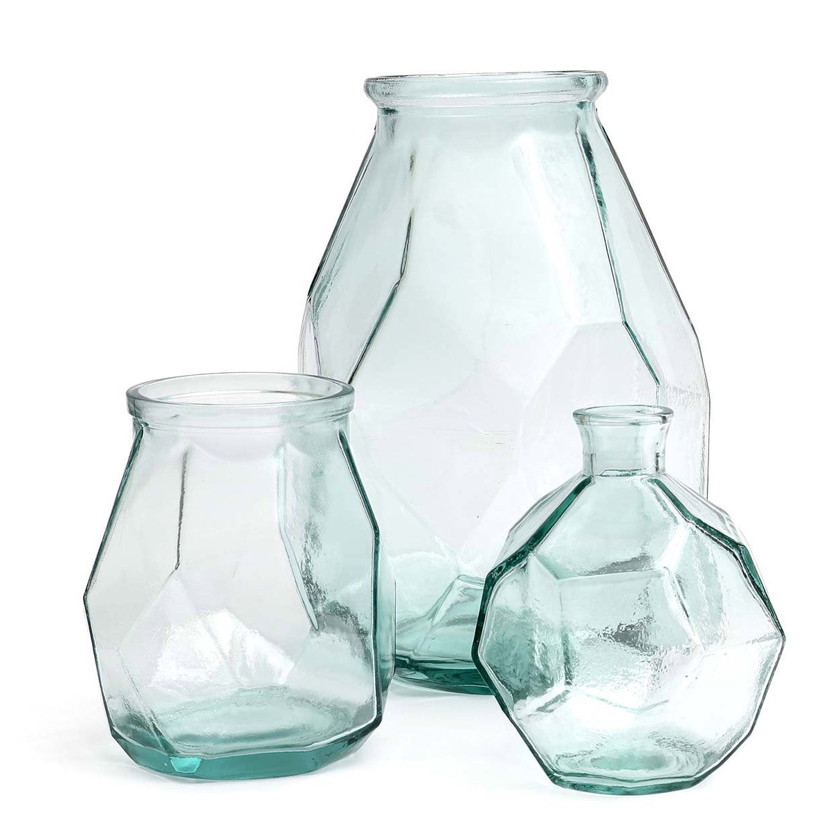 Vase – Recyceltes Glas, Geometrisches Design, Skulpturale Form, Breit - Origami | Bazar Bizar Antwerp