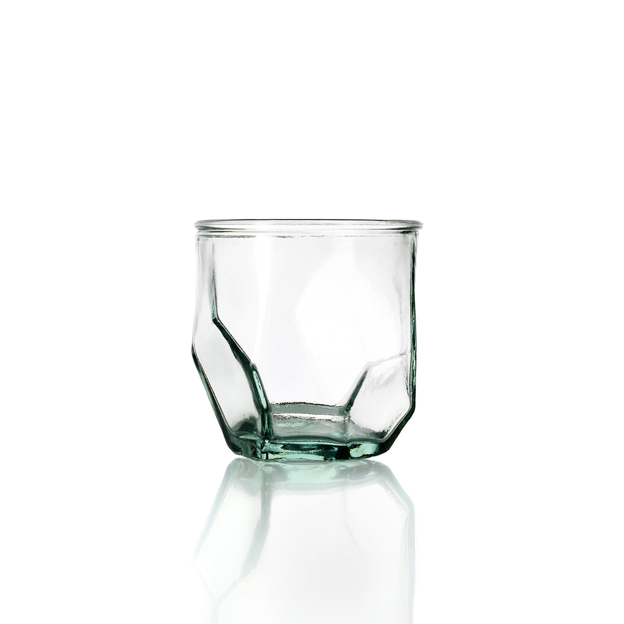 Trinkglas – Recyceltes Glas, Facetten Design, Blaue Farbe – Origami | Bazar Bizar Antwerp