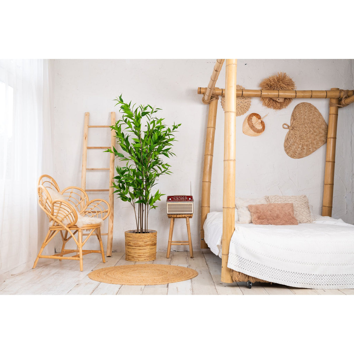 Kunstpflanze – Kunststoffmaterial, Modernes Design, Realistisches Blattdesign, 180 cm - Eucalyptus | NeverLeafs