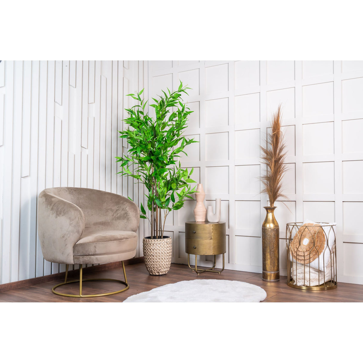 Kunstpflanze – Kunststoffmaterial, Modernes Design, Realistisches Blattdesign, 180 cm - Eucalyptus | NeverLeafs