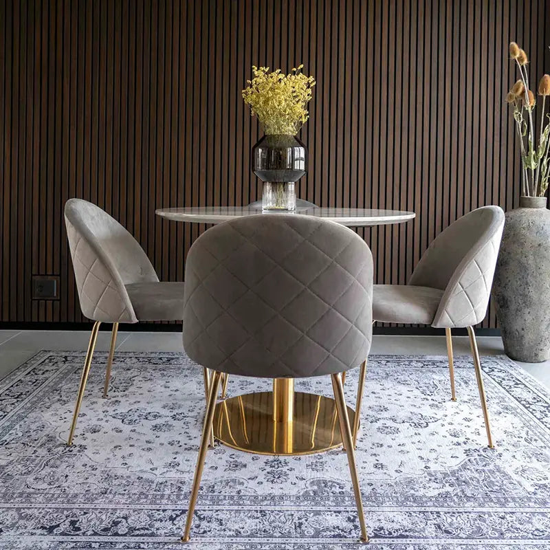 Esszimmerstuhl – Grauer Samtbezug, Messingoptik Beine, Elegantes Design – Geneve | House Nordic