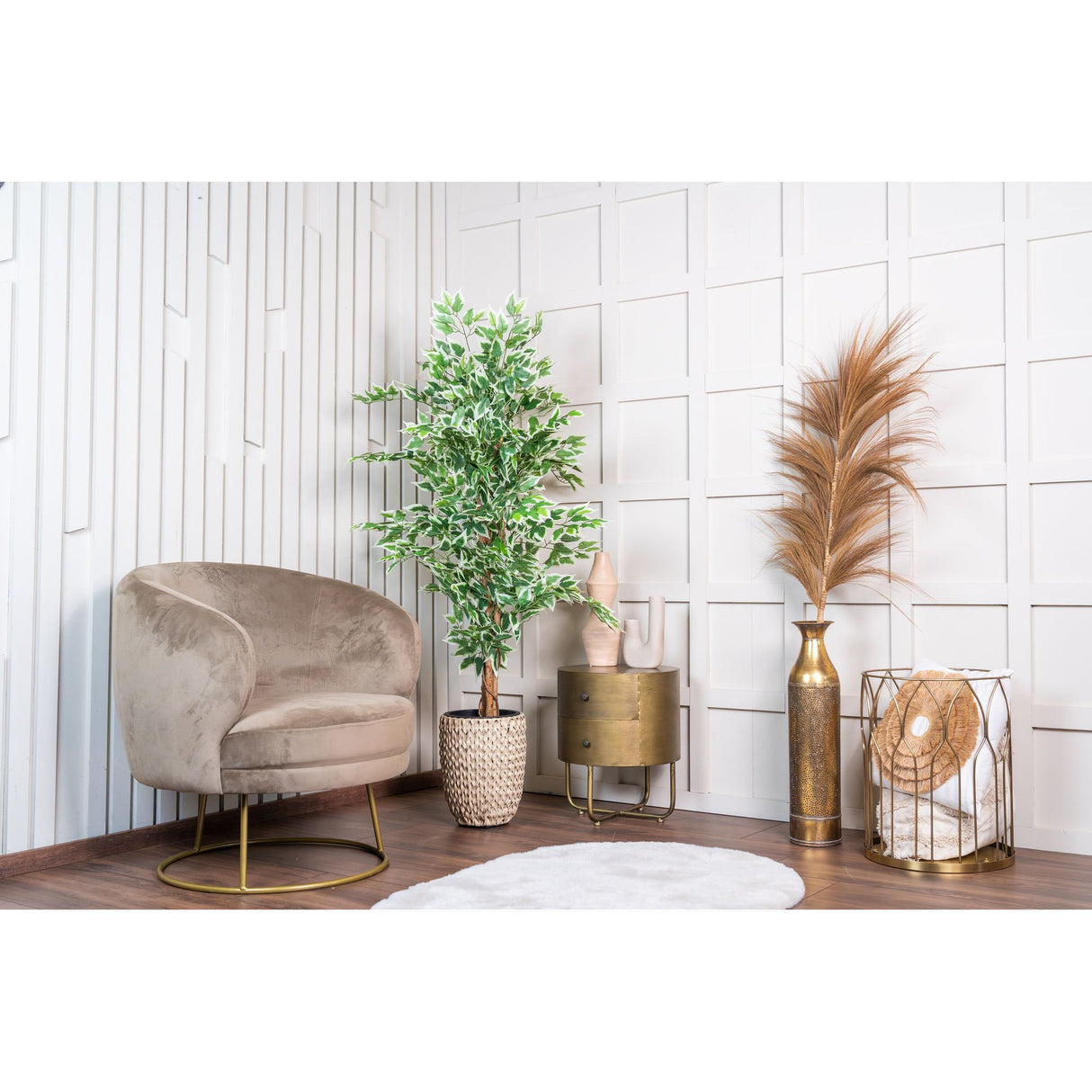 Kunstpflanze – Kunststoffmaterial, Natürliches Design, Realistische Blätter, 140 cm - Ficus | NeverLeafs