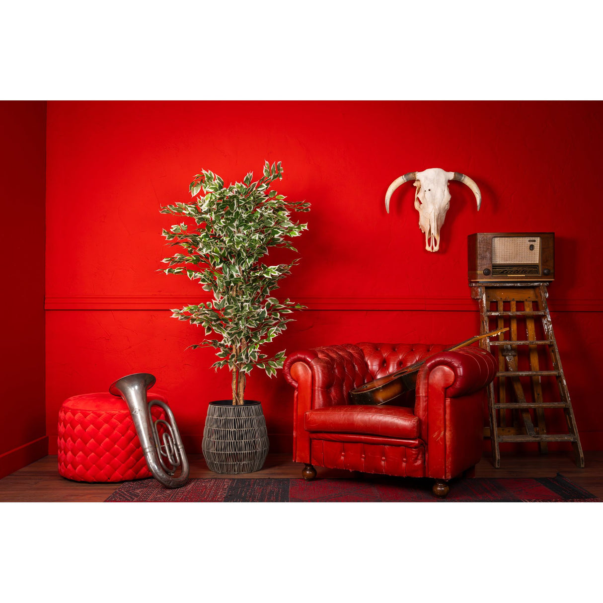 Kunstpflanze – Kunststoffmaterial, Natürliches Design, Realistische Blätter, 160 cm - Ficus | NeverLeafs