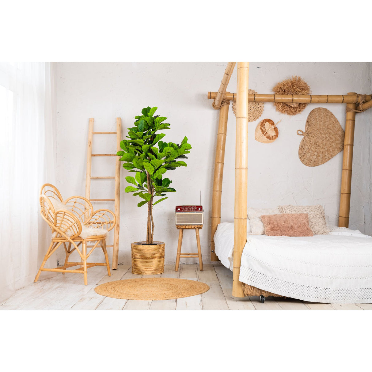 Kunstpflanze – Kunststoffmaterial, Natürliches Design, Geigenblätter - Fiddle Leaf Fig | NeverLeafs
