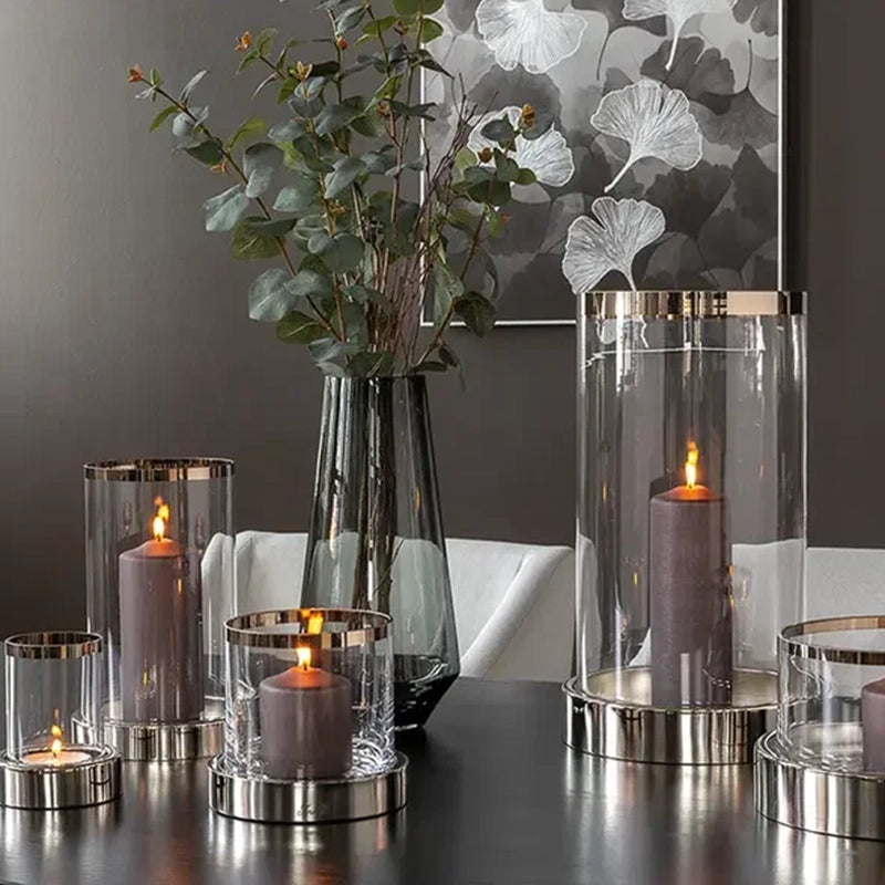 Windlicht – Platin-Dekor, Glaseinsatz, Elegante Form - Empire | Fink Living