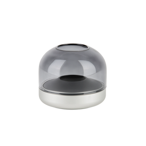 Candle holder made of anodized aluminum with brushed ring and glass top – Glow 08 | Kooduu