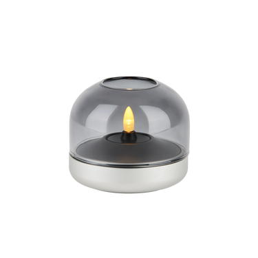 Candle holder made of anodized aluminum with brushed ring and glass top – Glow 08 | Kooduu