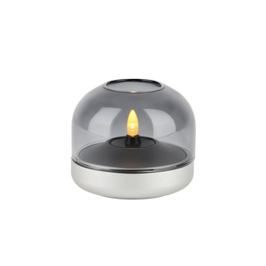 Candle holder made of anodized aluminum with brushed ring and glass top – Glow 08 | Kooduu