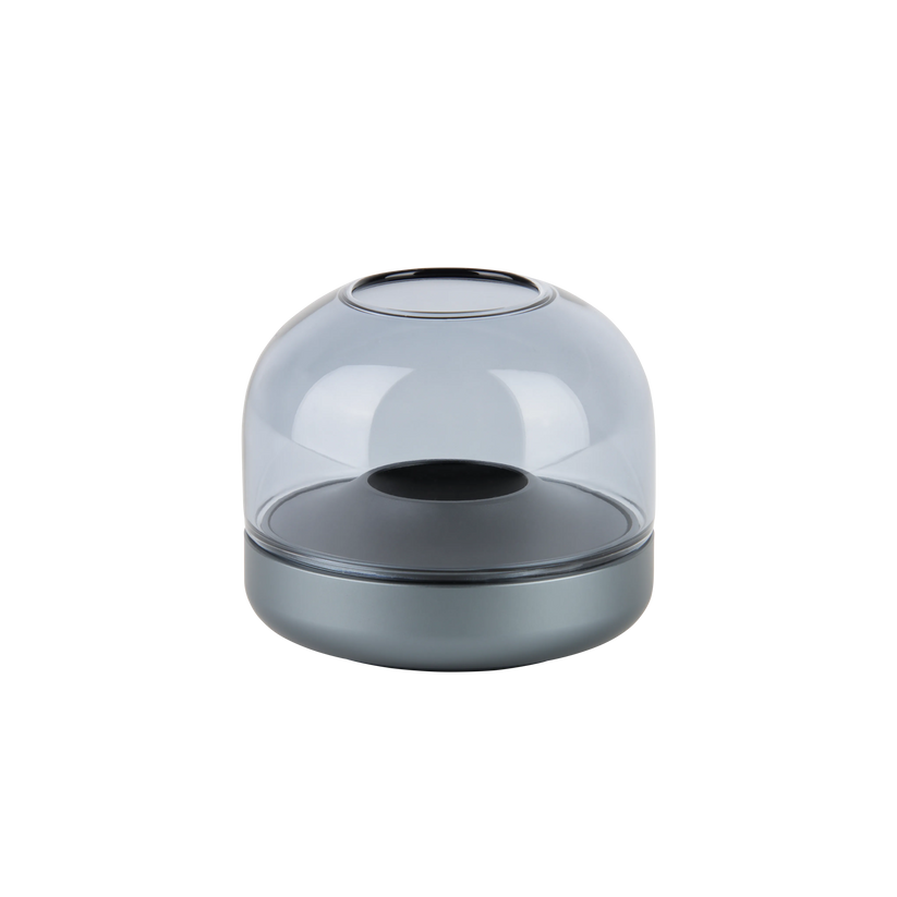 Windlicht aus eloxiertem Aluminium mit gebürstetem Ring und Glasaufsatz – Glow 08 | Kooduu