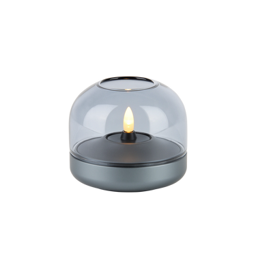 Candle holder made of anodized aluminum with brushed ring and glass top – Glow 08 | Kooduu