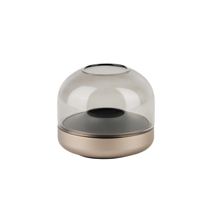 Glass and Aluminum Candle Holder with Modern Design and LED Candle Compatibility, Sepia – Glow 08 | Kooduu