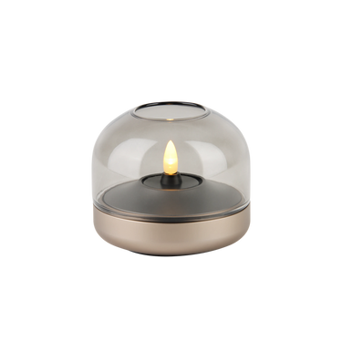 Glass and Aluminum Candle Holder with Modern Design and LED Candle Compatibility, Sepia – Glow 08 | Kooduu