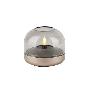 Glass and Aluminum Candle Holder with Modern Design and LED Candle Compatibility, Sepia – Glow 08 | Kooduu