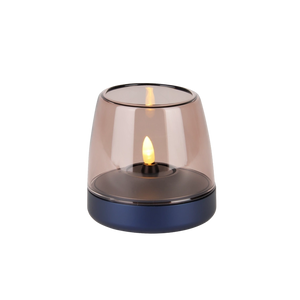 Glass and aluminum candle holder with modern design and LED candle compatibility, Cobalt Blue – Glow 10 | Kooduu