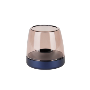 Glass and aluminum candle holder with modern design and LED candle compatibility, Cobalt Blue – Glow 10 | Kooduu