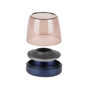 Glass and aluminum candle holder with modern design and LED candle compatibility, Cobalt Blue – Glow 10 | Kooduu