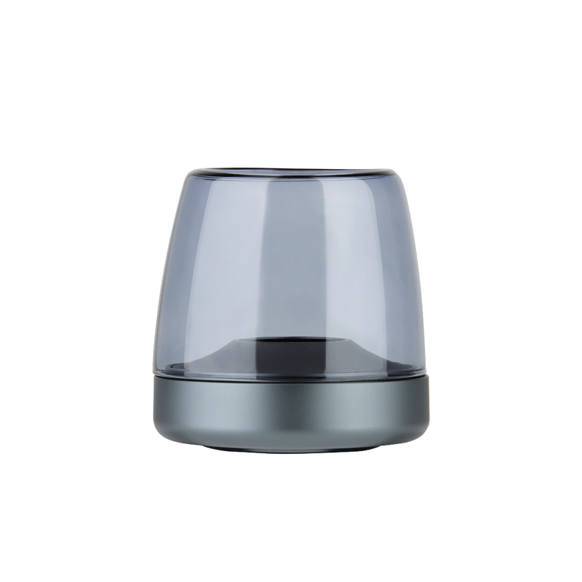 Kerzenhalter aus Glas und Aluminium mit modernem Design und LED-Kerzen-Kompatibilität, Dunkelblau – Glow 10 | Kooduu