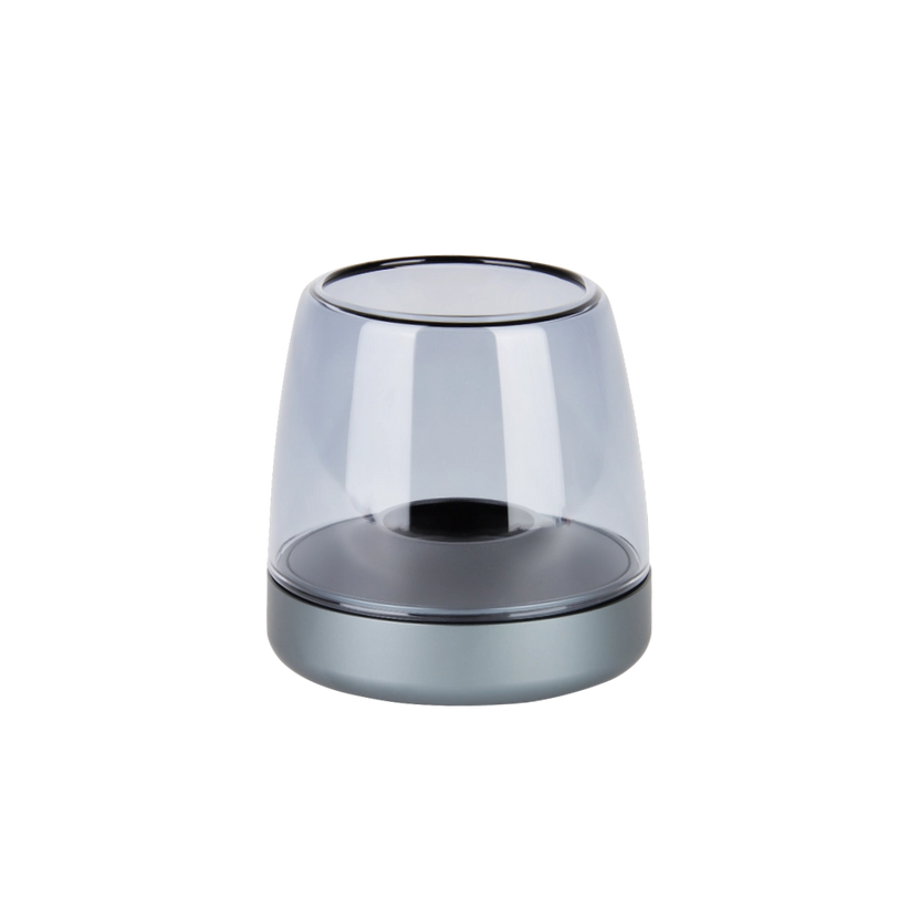 Kerzenhalter aus Glas und Aluminium mit modernem Design und LED-Kerzen-Kompatibilität, Dunkelblau – Glow 10 | Kooduu