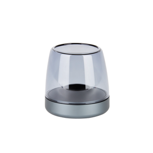 Kerzenhalter aus Glas und Aluminium mit modernem Design und LED-Kerzen-Kompatibilität, Dunkelblau – Glow 10 | Kooduu