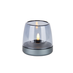 Kerzenhalter aus Glas und Aluminium mit modernem Design und LED-Kerzen-Kompatibilität, Dunkelblau – Glow 10 | Kooduu