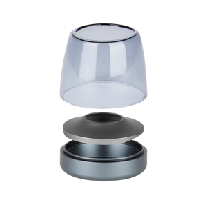 Kerzenhalter aus Glas und Aluminium mit modernem Design und LED-Kerzen-Kompatibilität, Dunkelblau – Glow 10 | Kooduu