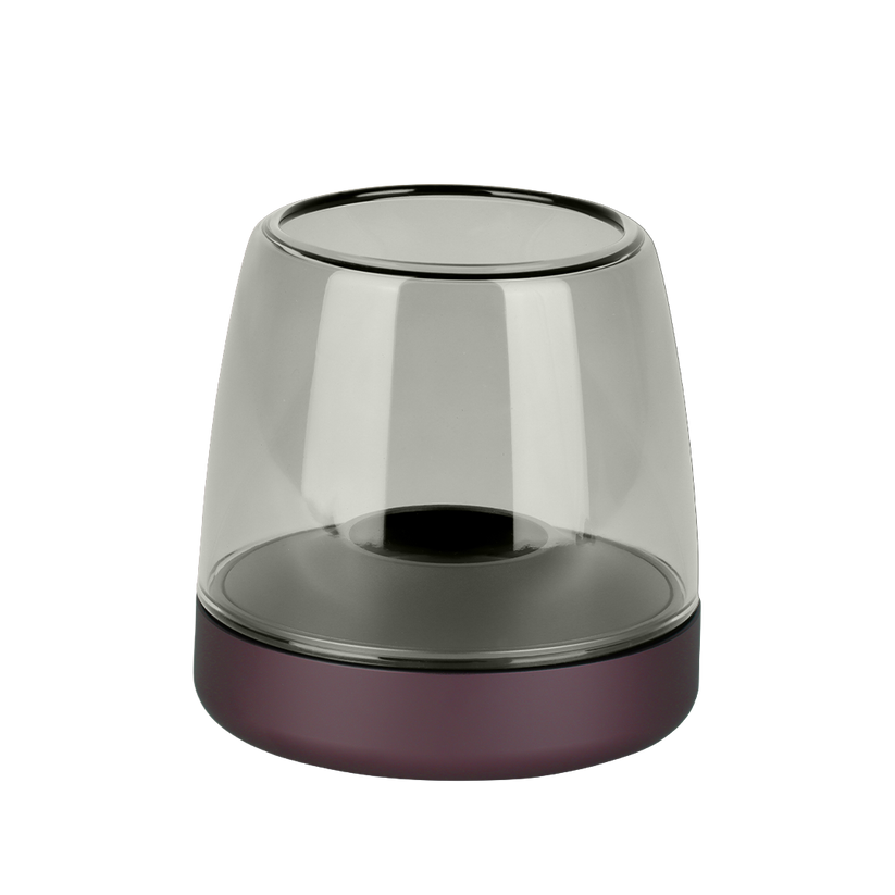 Glass and Aluminum Candle Holder with Modern Design and LED Candle Compatibility, Purple – Glow 10 | Kooduu