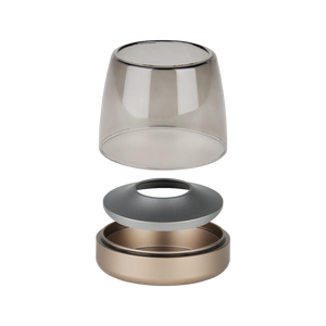 Windlicht aus Glas und Aluminium mit modernem Design und LED-Kerzen-Kompatibilität, Sepia – Glow 10 | Kooduu