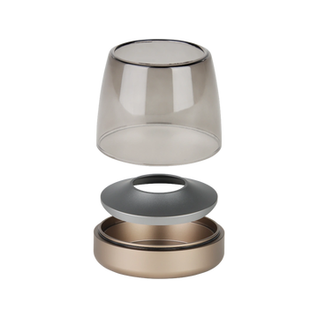 Glass and aluminum candle holder with modern design and LED candle compatibility, Sepia – Glow 10 | Kooduu