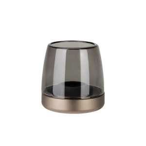 Windlicht aus Glas und Aluminium mit modernem Design und LED-Kerzen-Kompatibilität, Sepia – Glow 10 | Kooduu