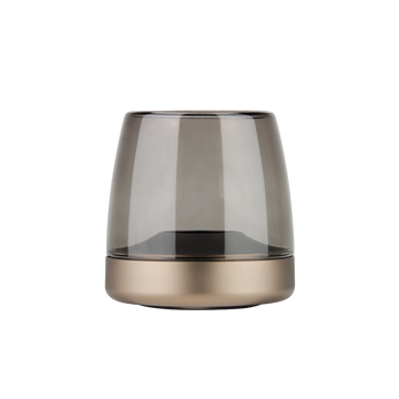 Glass and aluminum candle holder with modern design and LED candle compatibility, Sepia – Glow 10 | Kooduu