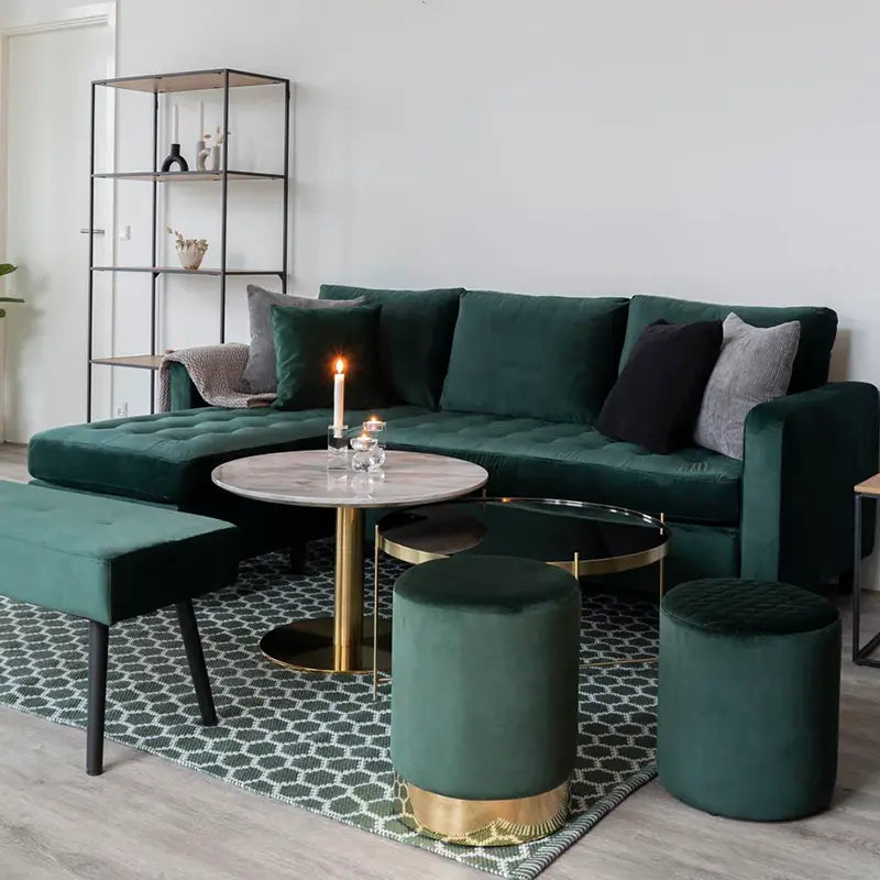 Couchtisch – Marmor Optik, Messing Gestell, Runde Form – Bolzano | House Nordic