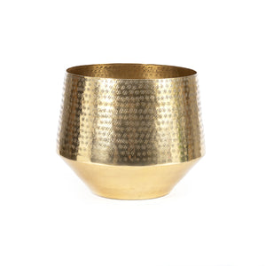 Pflanzgefäß – Gehämmerte Oberfläche, Aluminium, Messing-Finish, XL | Bazar Bizar Antwerp
