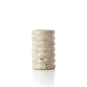 Kerzenhalter – Travertin Material, Organische Textur, Beige Ton - Ripple | Bazar Bizar Antwerp
