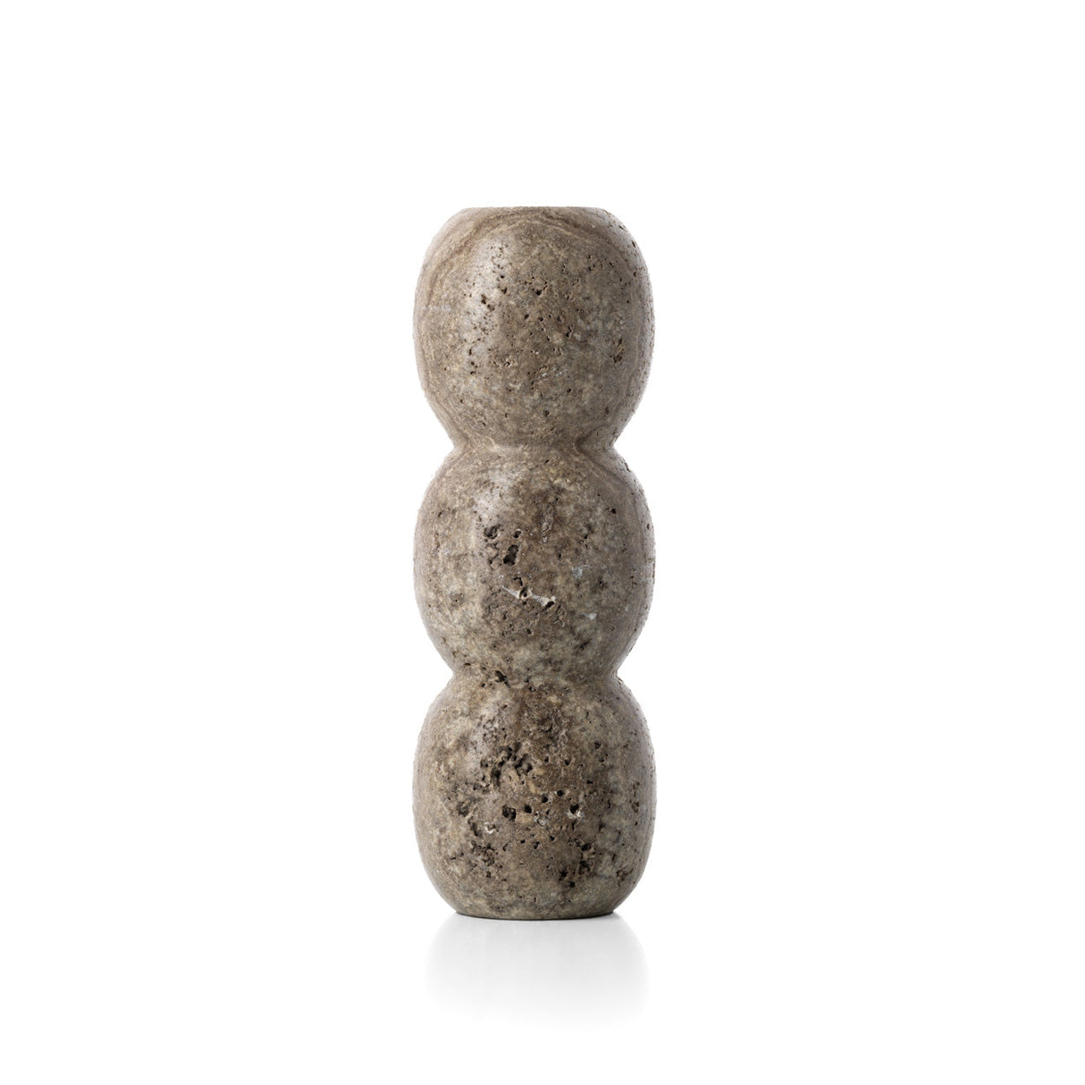 Kerzenhalter – Travertin Material, Graue Farbe, Totem Design, L | Bazar Bizar Antwerp