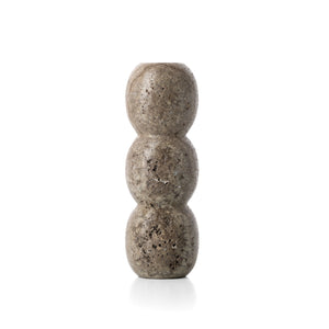 Kerzenhalter – Travertin Material, Graue Farbe, Totem Design, L | Bazar Bizar Antwerp