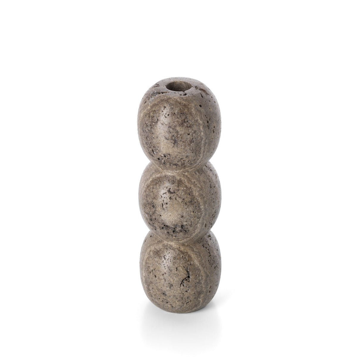 Kerzenhalter – Travertin Material, Graue Farbe, Totem Design, L | Bazar Bizar Antwerp